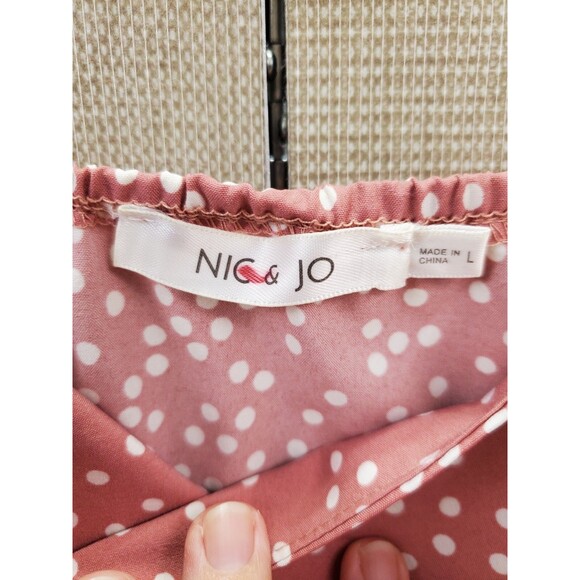 Nic & Jo Polka Dot Spaghetti Strap Asymmetrical Ruffle Hem Dress Size Large - Picture 6 of 8